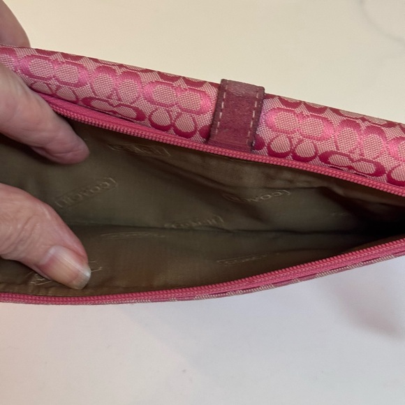 🩷 COACH SIGNATURE Y2K CANVAS WALLET WITH LEATHER TRIM! - Picture 3 of 9